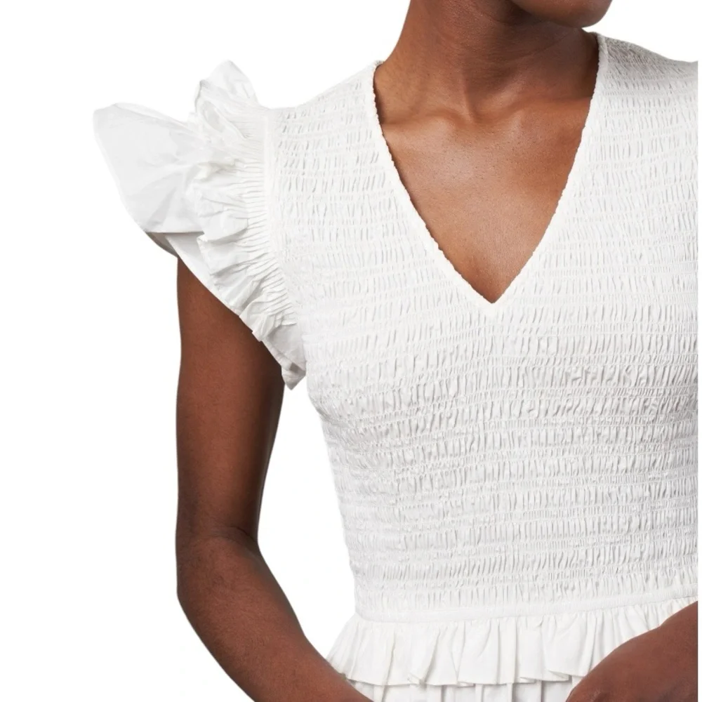 Sea New York phoebe cotton flutter sleeve white dress - Picture 3 of 7